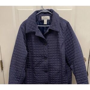 Willow Lane Blue Quilted‎ Insulated Lined Jacket Coat Womens L Outdoor Winter